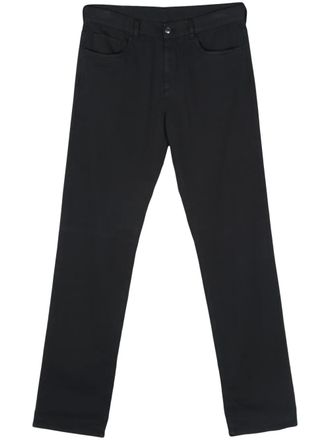 Canali logo-patch trousers - Blue