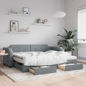vidaXL Vidaxl - Sof&aacute; Cama Nido Con Cajones Tela Gris Claro 90x200 Cm
