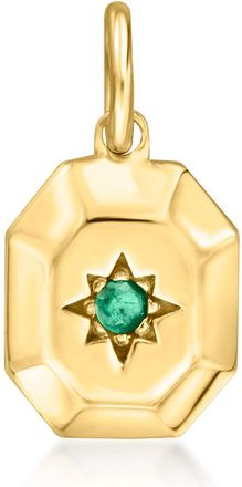 RS Pure by Ross-Simons 14kt Yellow Gold North Star Charm With Single Emerald