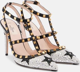 Valentino Garavani Rockstud 100 embellished leather pumps