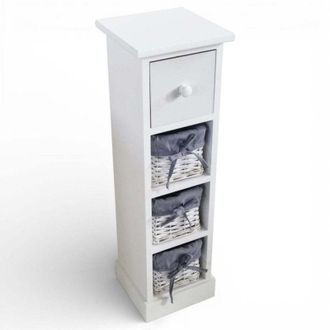 No Brand Mobiletto in legno quattro cassetti bianco stile contemporaneo 21x21xH70 cm