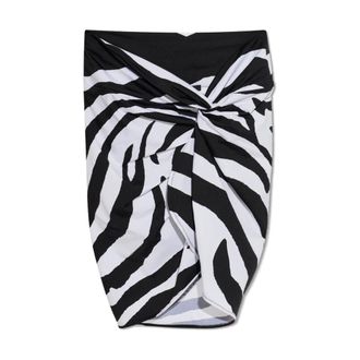 Balmain Beachwear, female, Black, Size: S Zebra-print Twisted-detail Mini Skirt