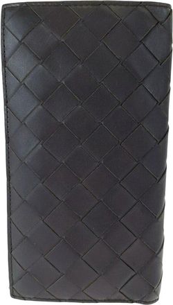 Bottega Veneta Brown Maxi Intrecciato Leather Long Wallet (Authentic Pre- Loved)