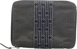 Herm&egrave;s Gray Nylon Coin Purse/Coin Case (Pre-Owned)