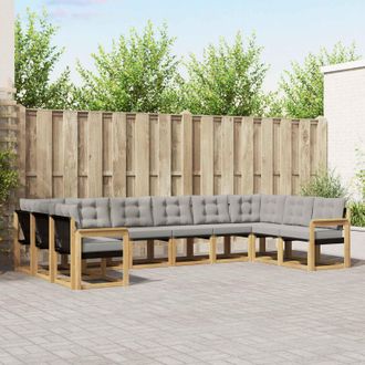 vidaXL Vidaxl Set Di Divani Da Esterno 10 Pz Bianco E Grigio Chiaro