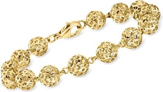 Ross-Simons 18kt Gold Over Sterling Diamond-Cut Bead Bracelet