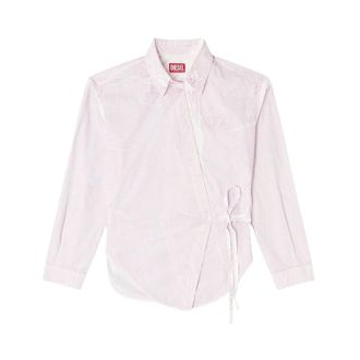 Diesel Shirts, female, Pink, Size: XS Poplin Wrap-Around Shirt with Pinstripes