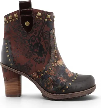 Mustang Womens Brown Floral Heeled Ankle Boots - M0162012