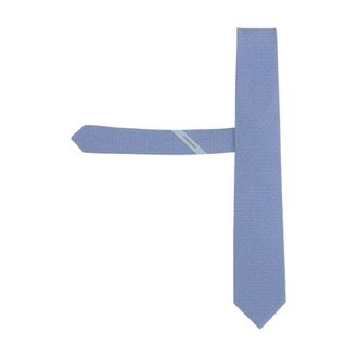 Ferragamo Accessoires, Heren, Blauw, ONE Size, Zijden das met patroon