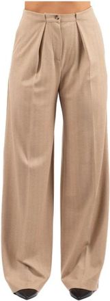 Max Mara Dames, Broeken, Beige, Maat: L