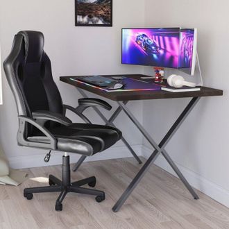 Home Discount Home Discount - Vida Designs Gaming Desk With x Shape Legs Study Workstation mdf Computer Table, Walnut