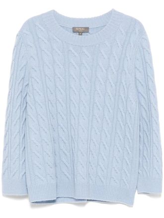 N.Peal Emilia Cable Round Neck jumper - women - Organic Cashmere - L - Blue
