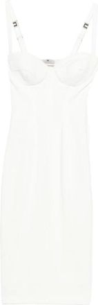 Elisabetta Franchi Midi Dresses, female, Beige, XS, Dress in lightweight cr&ecirc;pe fabric with raw-edge fabric