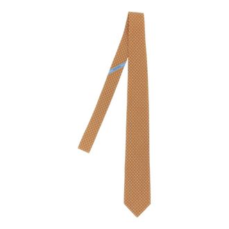 Ferragamo Accessoires, Heren, Oranje, ONE Size, Intreccio Print Zijden Stropdas