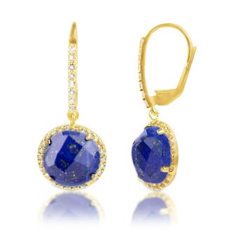 MAX + STONE 18k Gold Over Sterling Silver 6.5 Ct. Round Gemstone Dangle Earrings