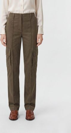 Burberry High-Waisted Slim Fit Cotton-Blend Cargo Trousers
