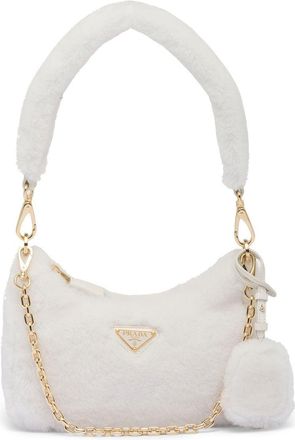 Prada Re-Edition shearling mini bag - women - Sheep Skin/Shearling - OS - White