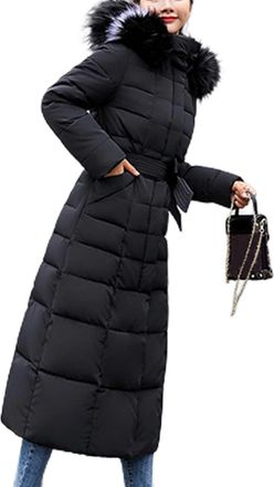 Generic Winter Coats for Women Uk Quilted Parka Coat Outdoor Windbreak Puffer Jacket Ladies Hooded Ski Jackets Fleece Lined Trench Coats Longline Sherpa Warm 