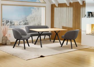 HOME AFFAIRE Essgruppe »Aretha Esstischbank, Sitzgruppe, Küchenbank, Polsterbank« Set, 4er, 4 Stk. tlg. Esszimmer Sitzgruppe, Tisch, Stühle und Bank gepolstert, No