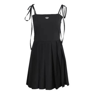 adidas Ribbon Pleated Mini Dress - female - Adidas - Tennis - Black - XL - Sport