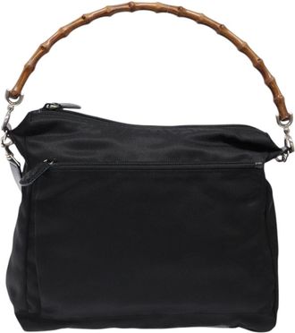 Gucci Bamboo Black Nylon Handbag (Pre-Owned)