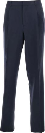 Lardini Broeken, Heren, Blauw, L, Wol, Blauwe op maat gemaakte broek met dubbele pence