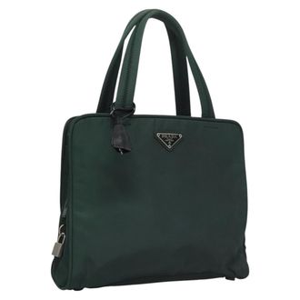 Prada Vintage Handbag Tessuto Green Nylon Handbag (Pre-Owned)