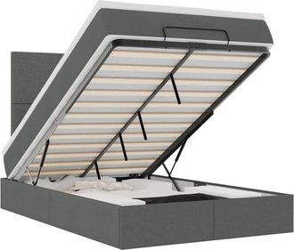 vidaXL Estructura De Cama Otomana Colch&oacute;n Tela Gris Oscuro Vidaxl