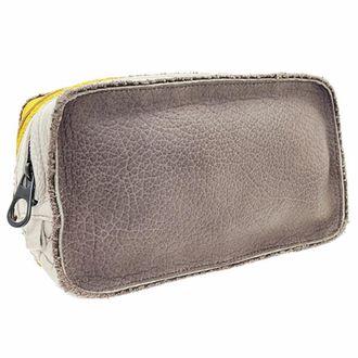 Bottega Veneta Brown Gray Brown Ivory Three Color Yellow Leather Pouch (Pre-Owned)