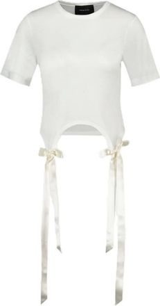 Simone Rocha Bow Tail Easy T-Shirt - Dames - T-shirts - Beige - M - Polyester - Tops