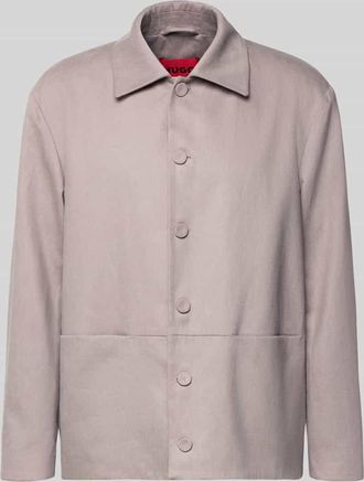 HUGO BOSS Regular Fit Hemdsakko aus Hanf-Lyocell-Mix Modell JARO in Hellbraun, Gr&ouml;&szlig;e 46