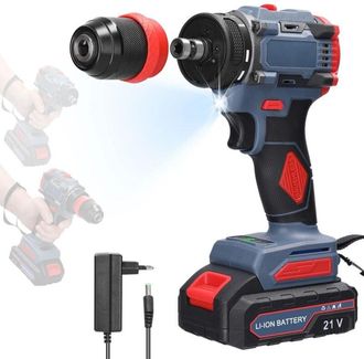 OEM Taladro Inal&aacute;mbrico De Litio 2 En 1 De 21 V, Destornillador El&eacute;ctrico, Herramienta El&eacute;ctrica Multifuncional, Par De 45 Nm, Motor Sin Escobillas, Desto