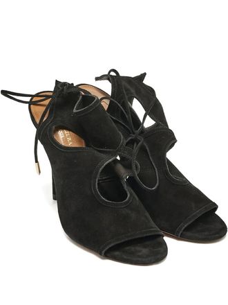 Aquazzura cut-out suede sandals - Black
