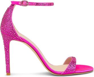 Stuart Weitzman Nudist Shine 100 Sandal - Dames - Sandalen met hakken - Roze - 39 1/2 EU - Schoenen