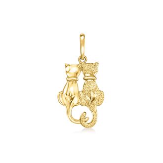Canaria Canaria Italian 10kt Yellow Gold 2 Cats Pendant