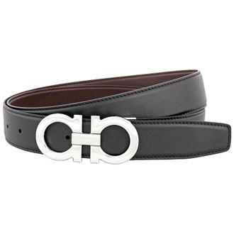 Ferragamo Reversible and Adjustable Gancini Belt in Black and Brown, Size 115 CM
