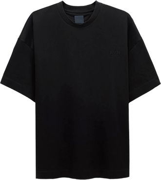 Juun.J Tops, Heren, Zwart, M, Katoen, Planet Semiover Fit Short Sleeve