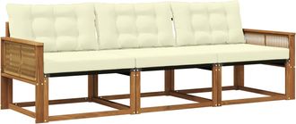 vidaXL Conjunto De Sof&aacute;s De Exterior 3 Uds. Natural Y Crema Vidaxl