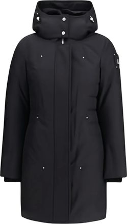 Moose Knuckles hooded logo-patch coat - Nero