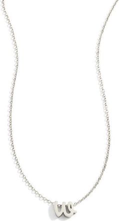 Mint & Lily Tiny Script Initial Necklace in Letter W at Nordstrom