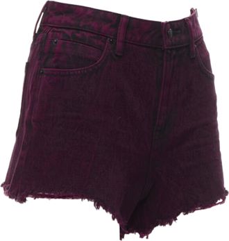 Alexander Wang Bite Berry Red Black Washed Side Zip Frayed Denim Shorts 25