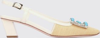 Roger Vivier Slingback in canvas e pelle con fibbia gioiello