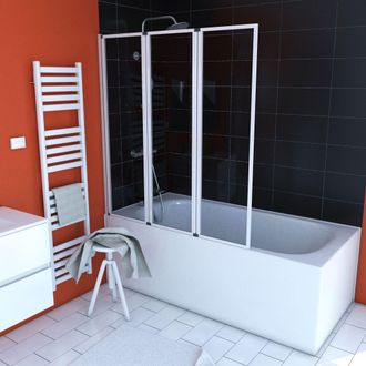 Aurlane Aurlane - Biombo Ba&ntilde;era 3 Puertas 143x125cm Perfil Aluminio Blanco