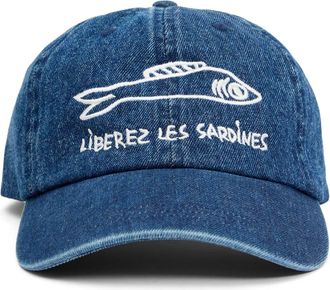 Clare Vivier Liberez les Sardines Embroidered Denim Baseball Cap at Nordstrom