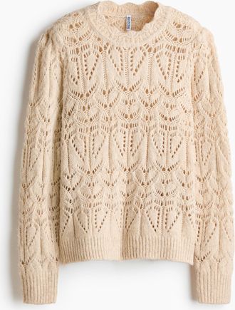 H&M Pullover in Pointellestrick - Beige