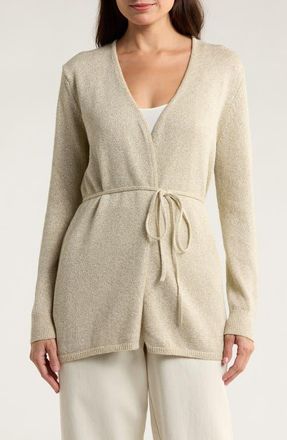 Tommy Bahama Solstice Bay Belted Cardigan in Soft Gold at Nordstrom, Size X-Large