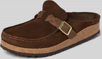 Birkenstock Hausschuhe aus echtem Veloursleder Modell Buckley in Dunkelbraun, Gr&ouml;&szlig;e 36