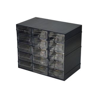 Dmora Cajonera De 15 Cajones, Organizador De Almacenamiento Con Cajones Transparentes, 100% Made In Italy, 23x14h19 Cm, Color Negro, Con Embalaje Reforzado 
