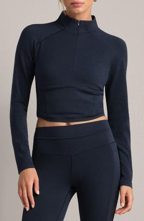 Rhone Heather Revive Crop Quarter Zip Top in Navy Heather at Nordstrom Rack, Size X-Large