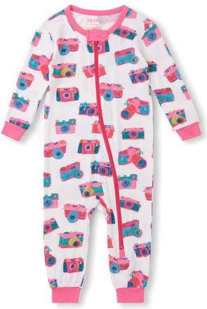 Hatley Sketchy Camera Print Zip Romper in White Multi at Nordstrom, Size 12-18M